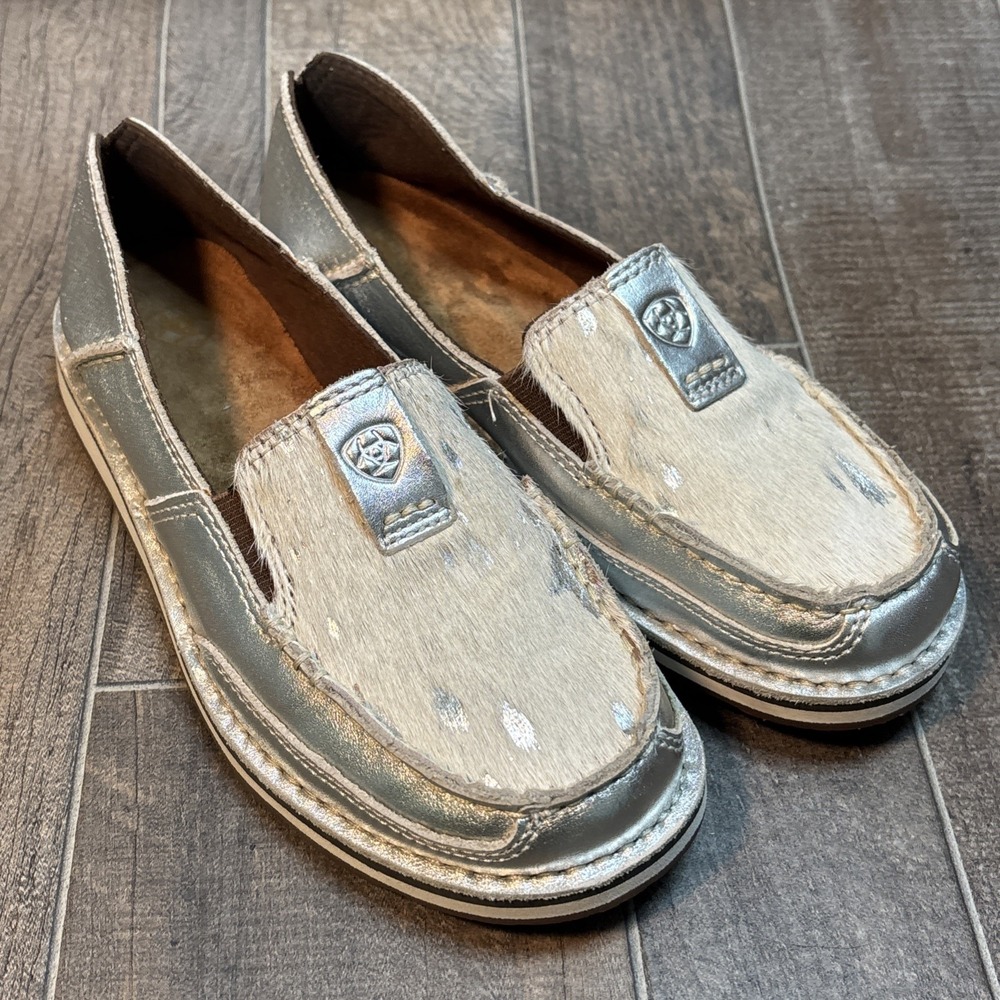 Ariat Gray and Cowhide Leather Loafers
